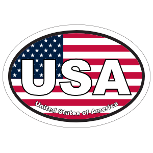 United States Of America USA American Flag Oval Stickers