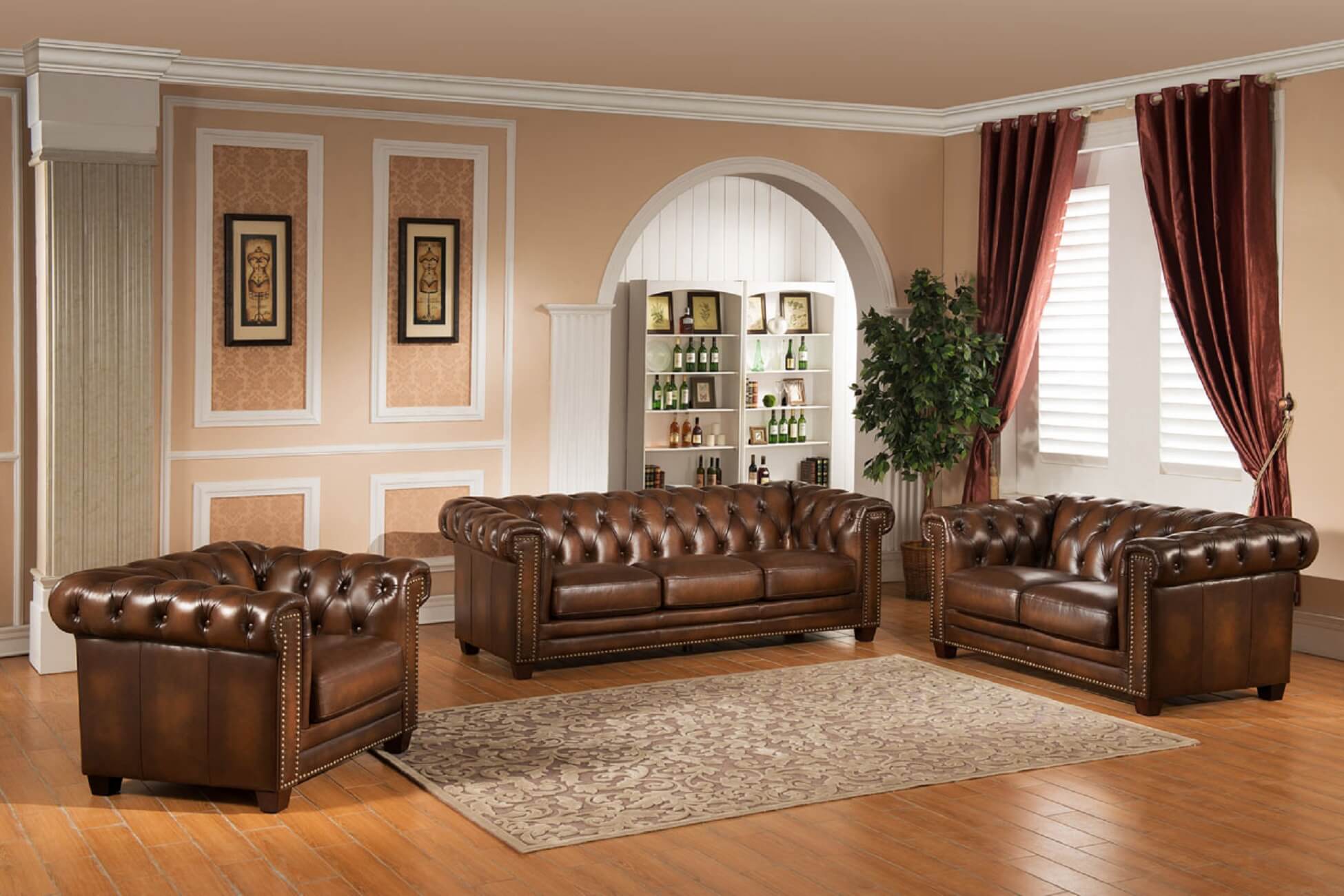 Leather sofa set