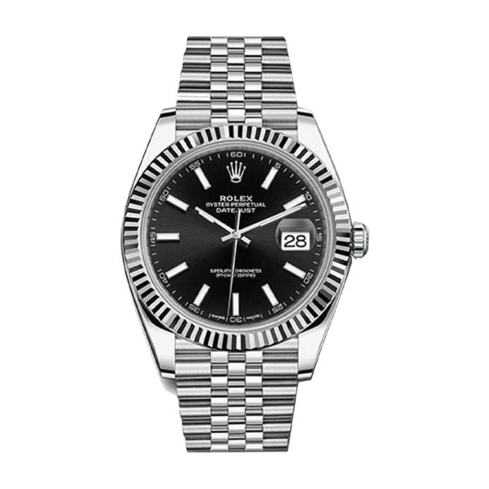 Rolex-DateJust-Black-Dial-Stainless-Steel-41MM-Swiss-Replica