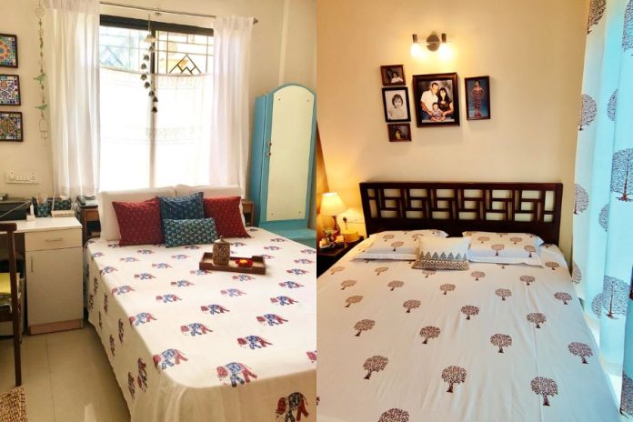 block print bed cover