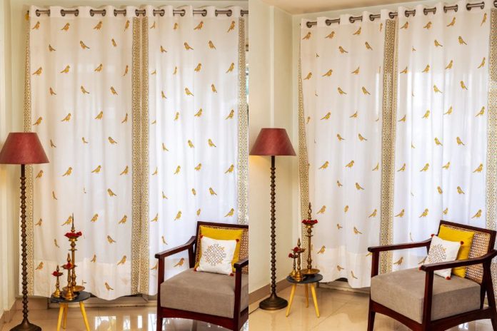 bird print curtains